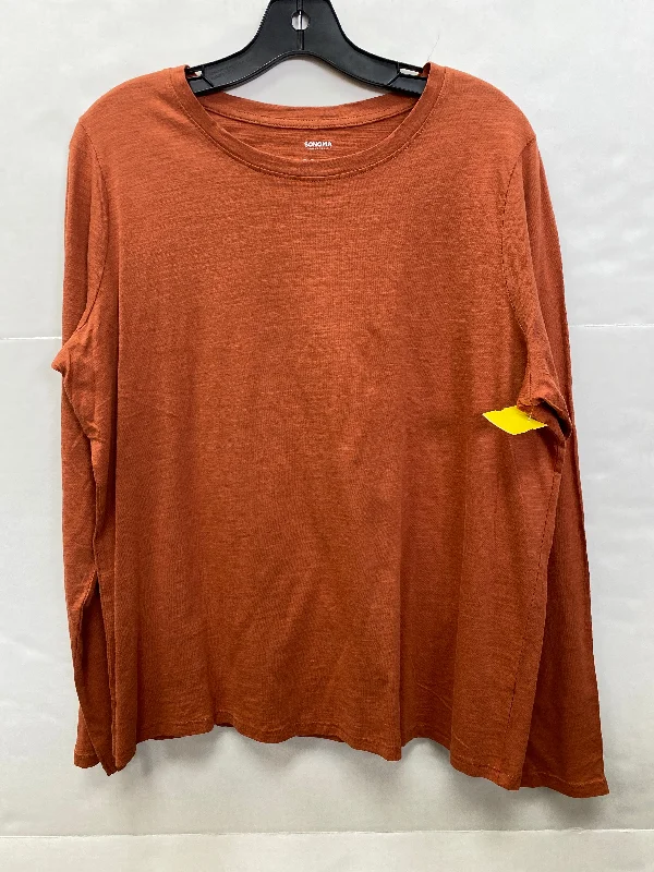 Top Long Sleeve By Sonoma In Brown, Size: Xl