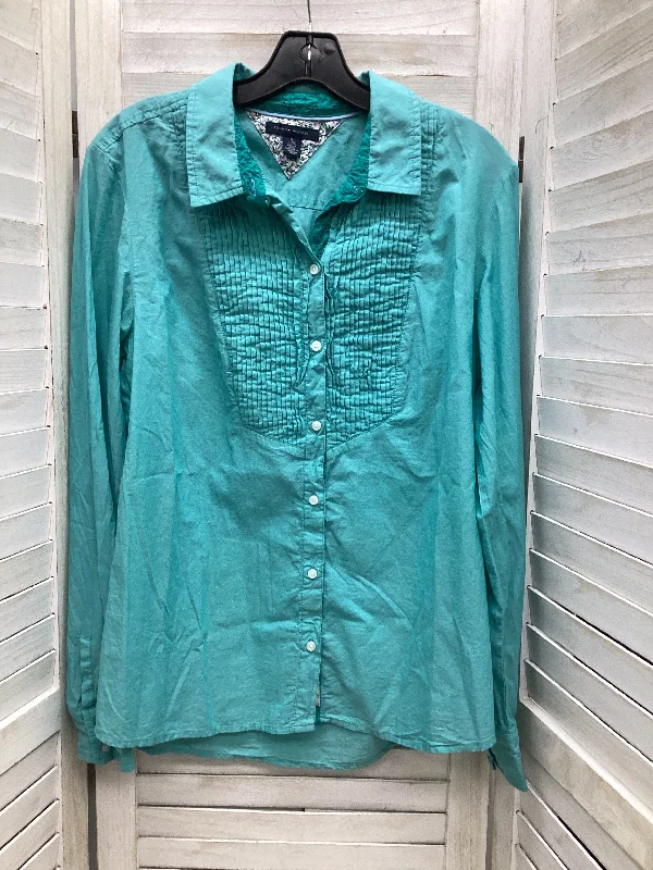 Top Long Sleeve By Tommy Hilfiger In Teal, Size: Xl