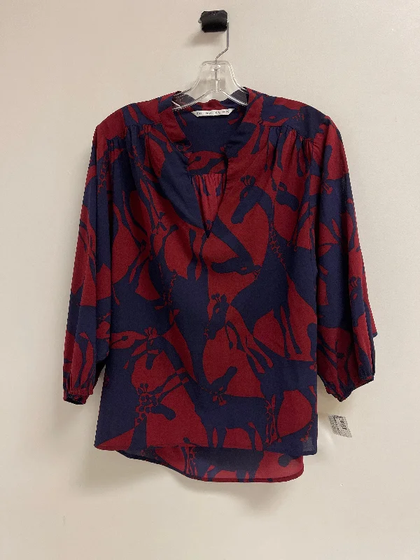 Top Long Sleeve By Trina By Trina Turk In Blue & Red, Size: M