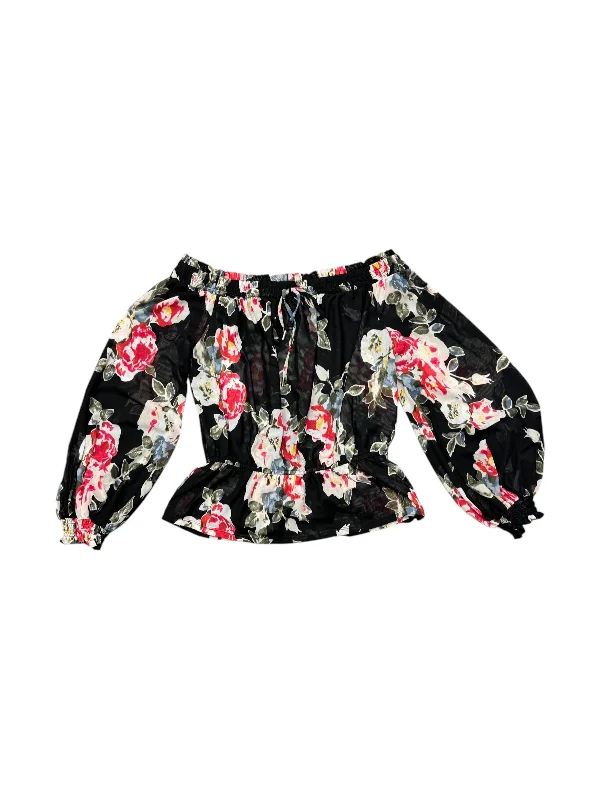 Top Long Sleeve By White House Black Market In Floral Print, Size: M