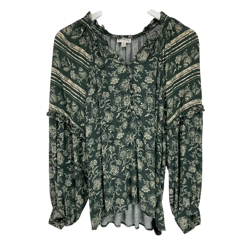 Top Long Sleeve By Wonderly In Green, Size: M