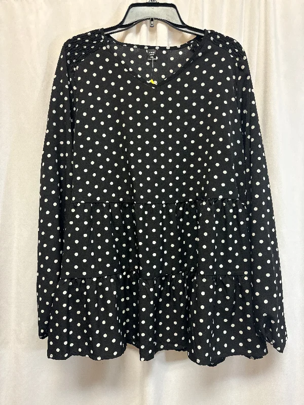 Tunic Long Sleeve By Shein In Polkadot Pattern, Size: 2x