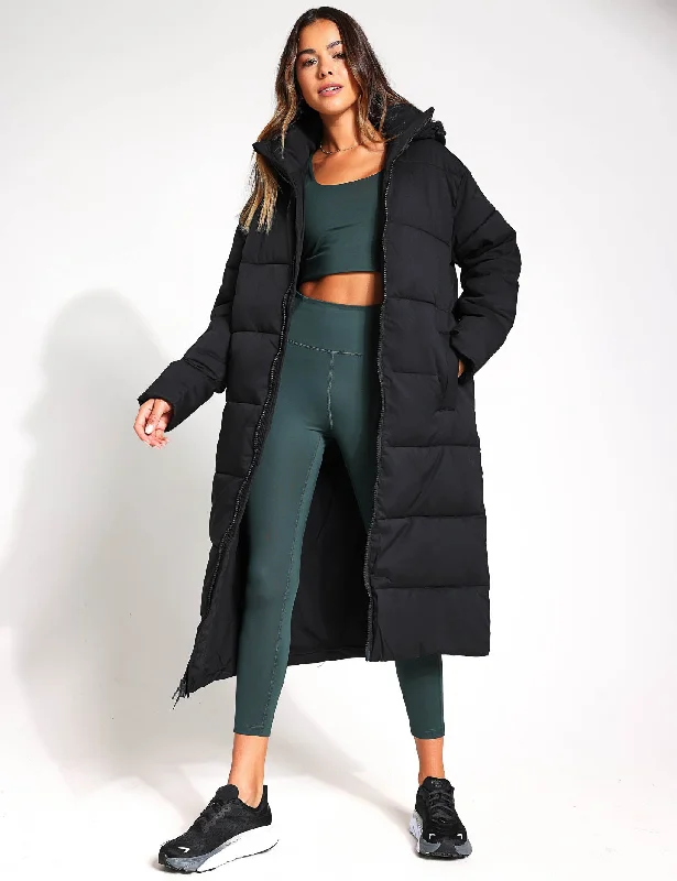 Long Puffer Jacket - Black