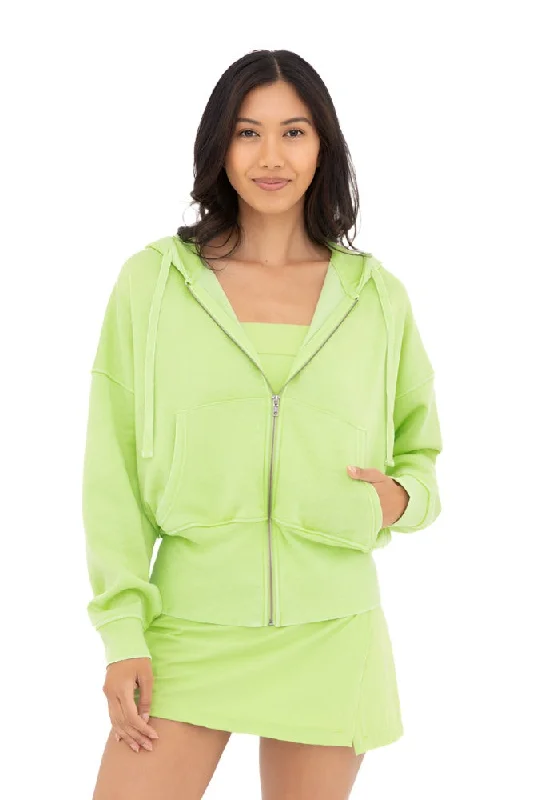 Mono B Fleece Hoodie Jacket KJ11571 Green Glow