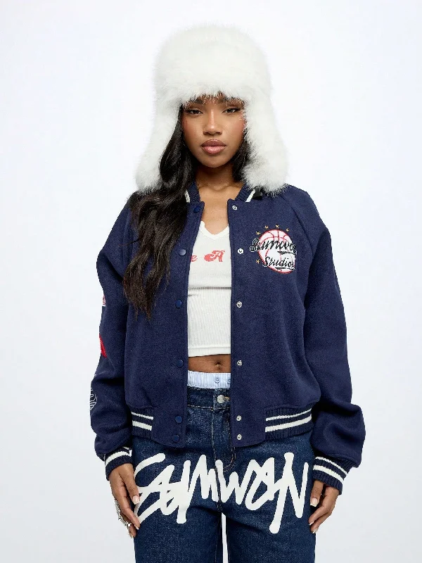 SUMWON WOMEN Colour Block Varsity Bomber Jacket