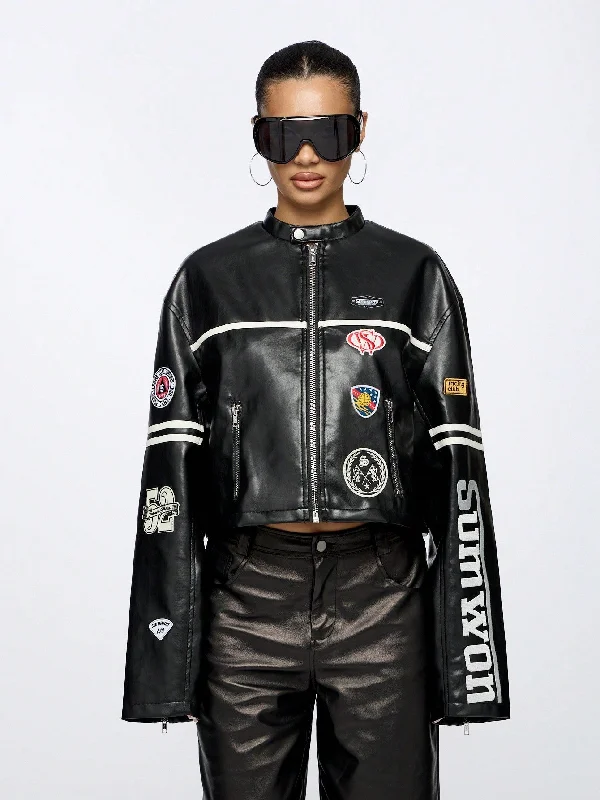 SUMWON WOMEN Oversized Zip Up Motocross Jacket