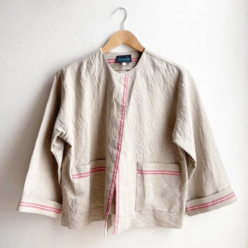 Vintage French Linen Boxy Jacket - fits Small to large No.11