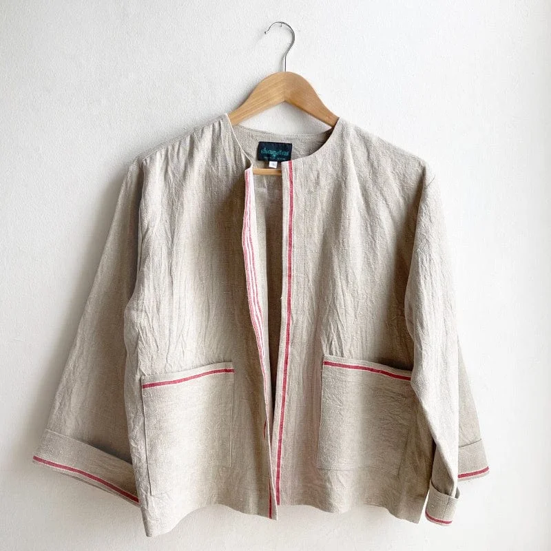 Vintage French Linen Boxy Jacket - fits Small to Large No.12