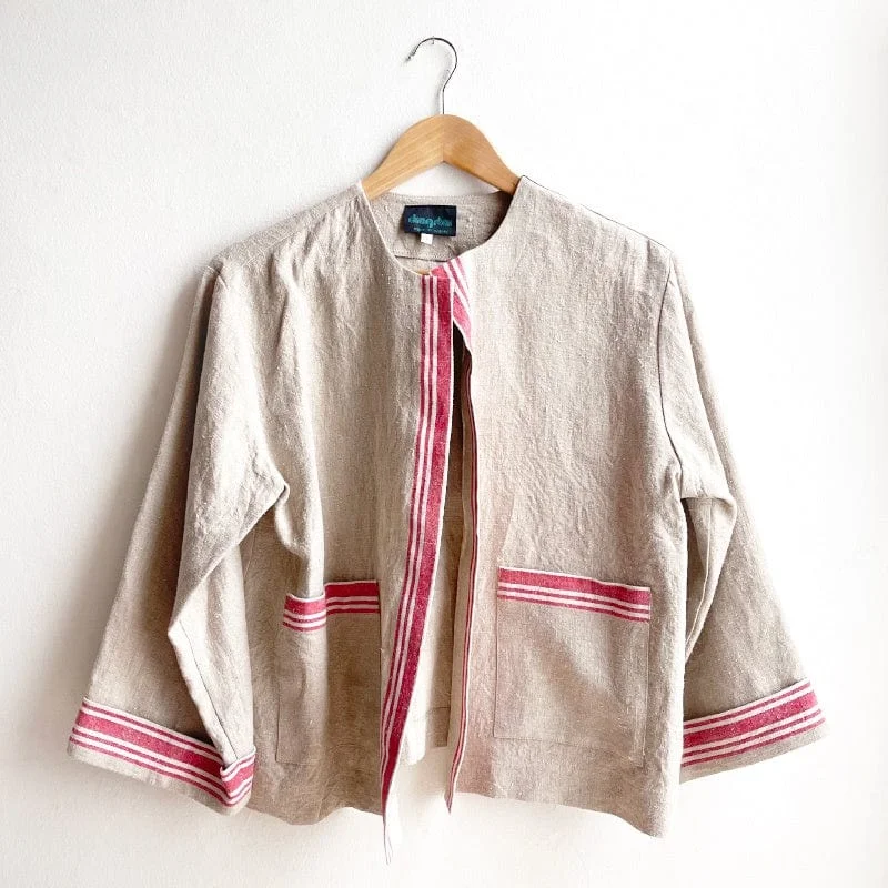 Vintage French Linen Boxy Jacket - fits Small to large No.6