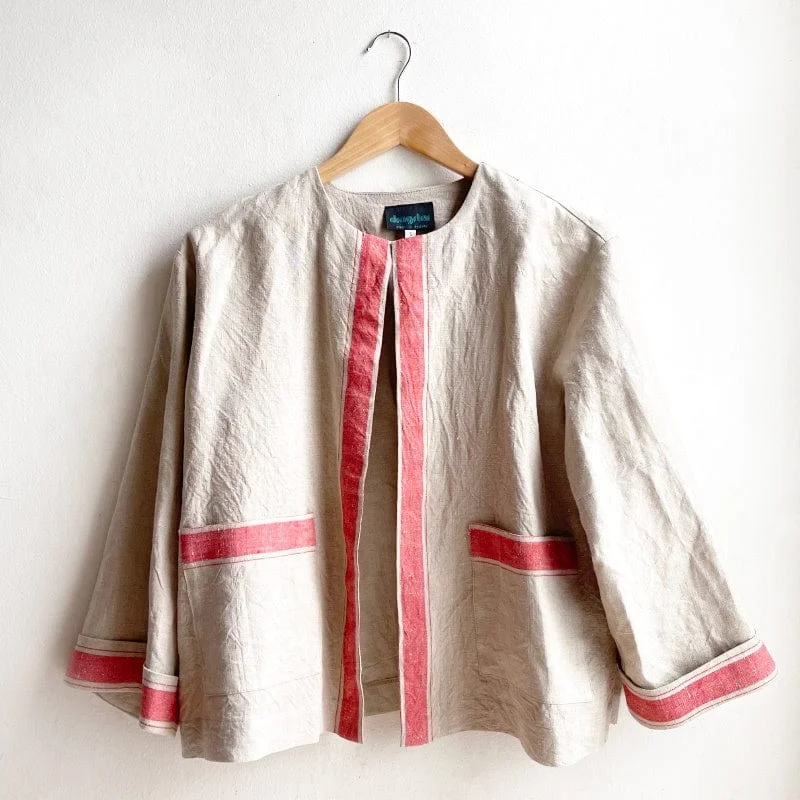 Vintage French Linen Boxy Jacket - fits Small to large No.7